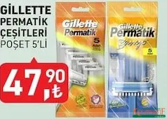 GİLLETTE PERMATİK ÇEŞİTLERİ POŞET 5'Lİ indirimli fiyat GİLLETTE PERMATİK ÇEŞİTLERİ POŞET 5'Lİ fiyat ve kampanya bilgisi